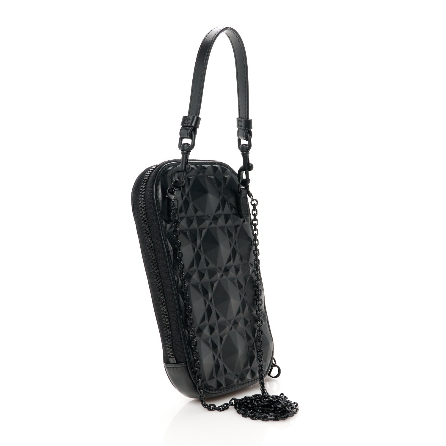Christian Dior Calfskin Cannage Diamond Cannage Phone Holder Black 3 of 10