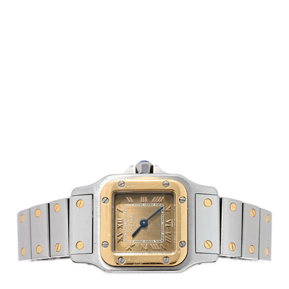Cartier Stainless Steel 18K Yellow Gold 24mm Santos De Cartier Galbee Quartz Watch Champagne 2 of 5