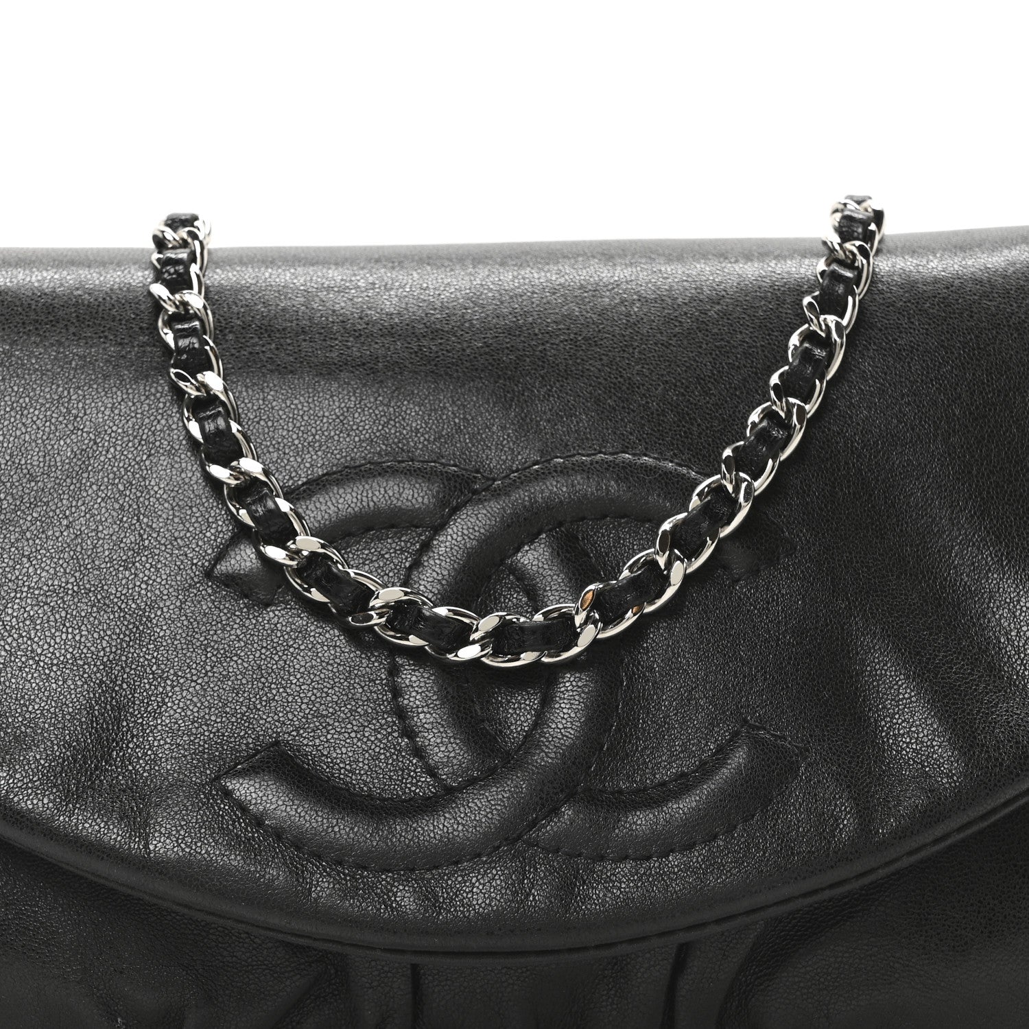 Chanel Lambskin Half Moon Wallet On Chain WOC Black 9 of 11