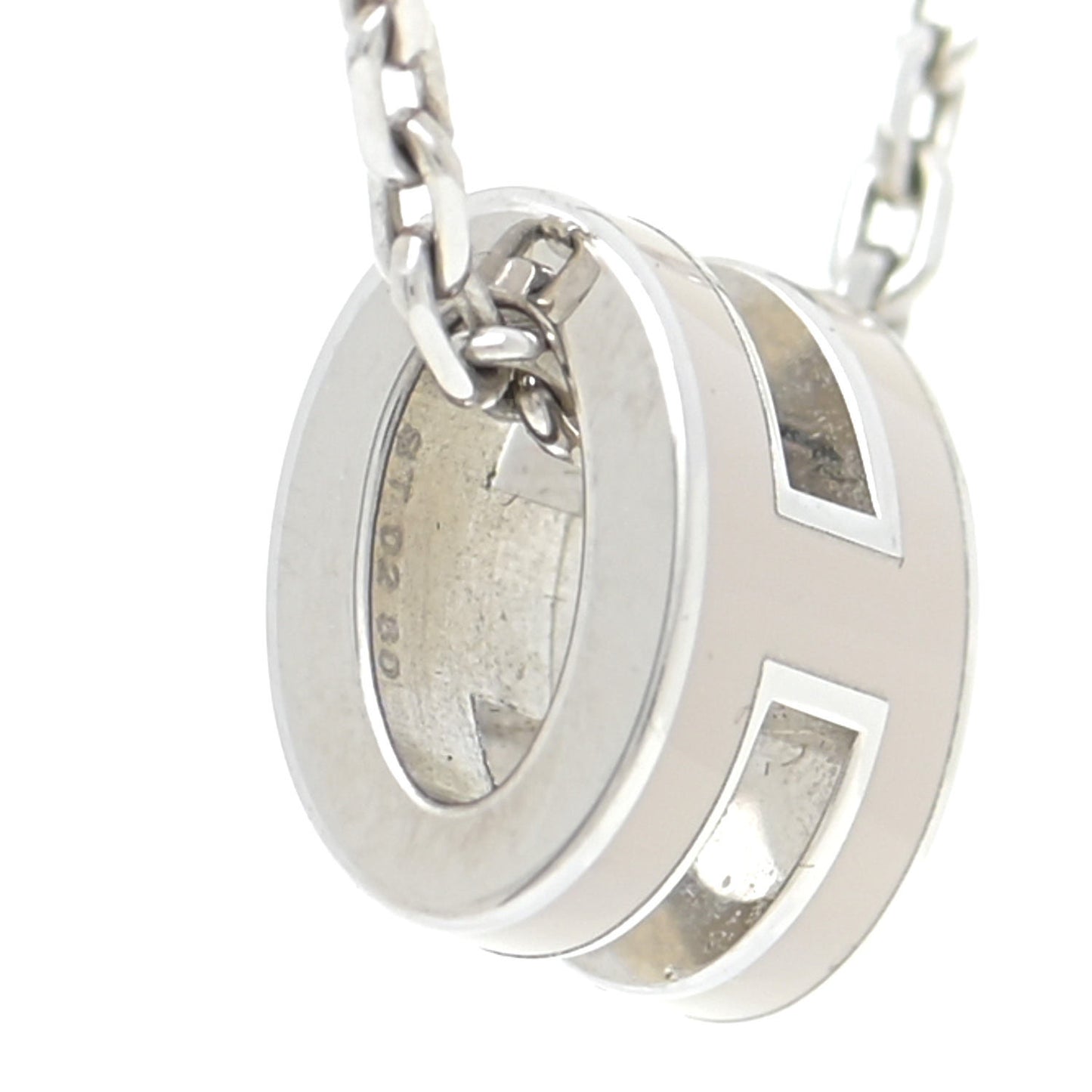 Palladium Mini Pop H Pendant Necklace Marron Glace