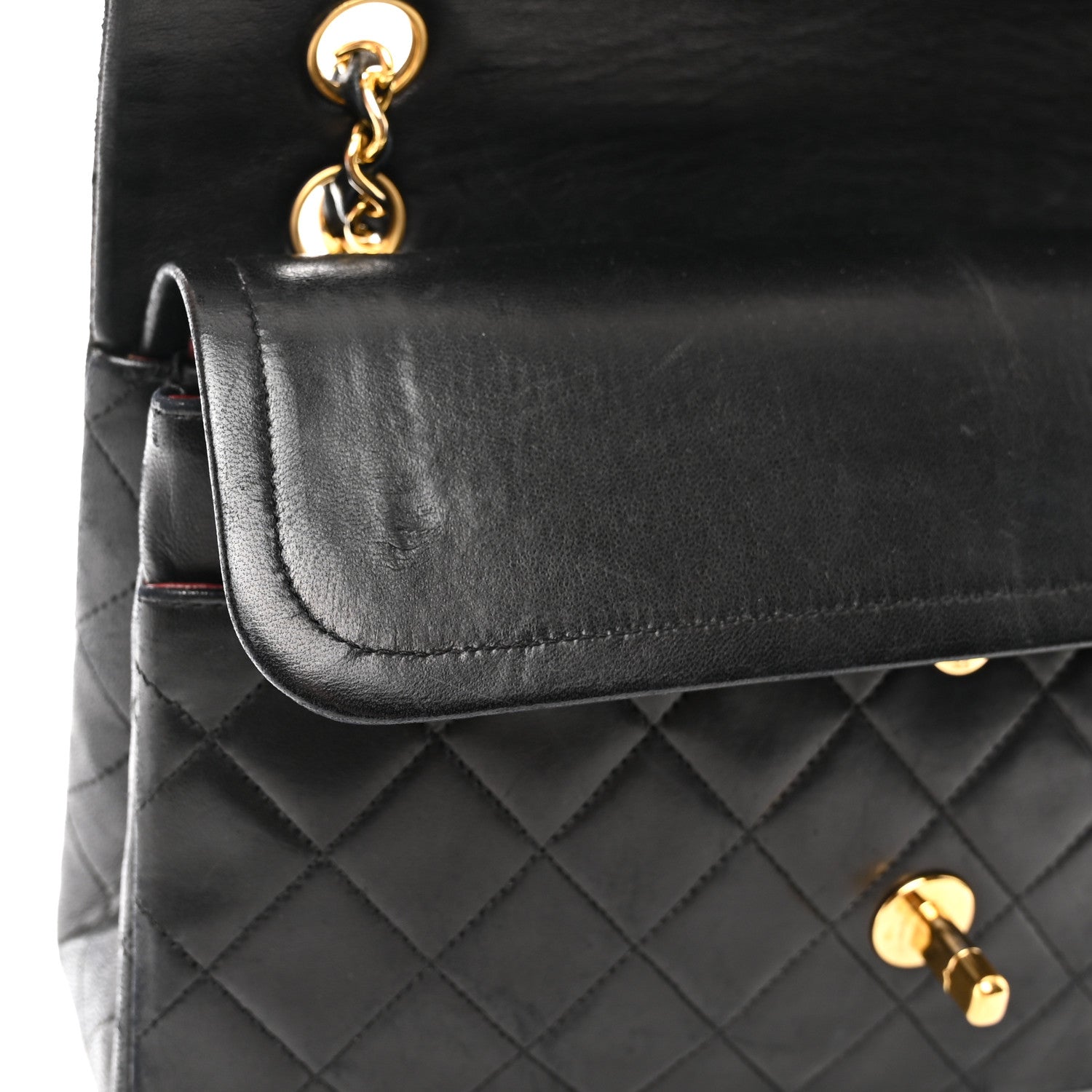 Chanel Lambskin Quilted Medium Double Flap Black 14 of 15