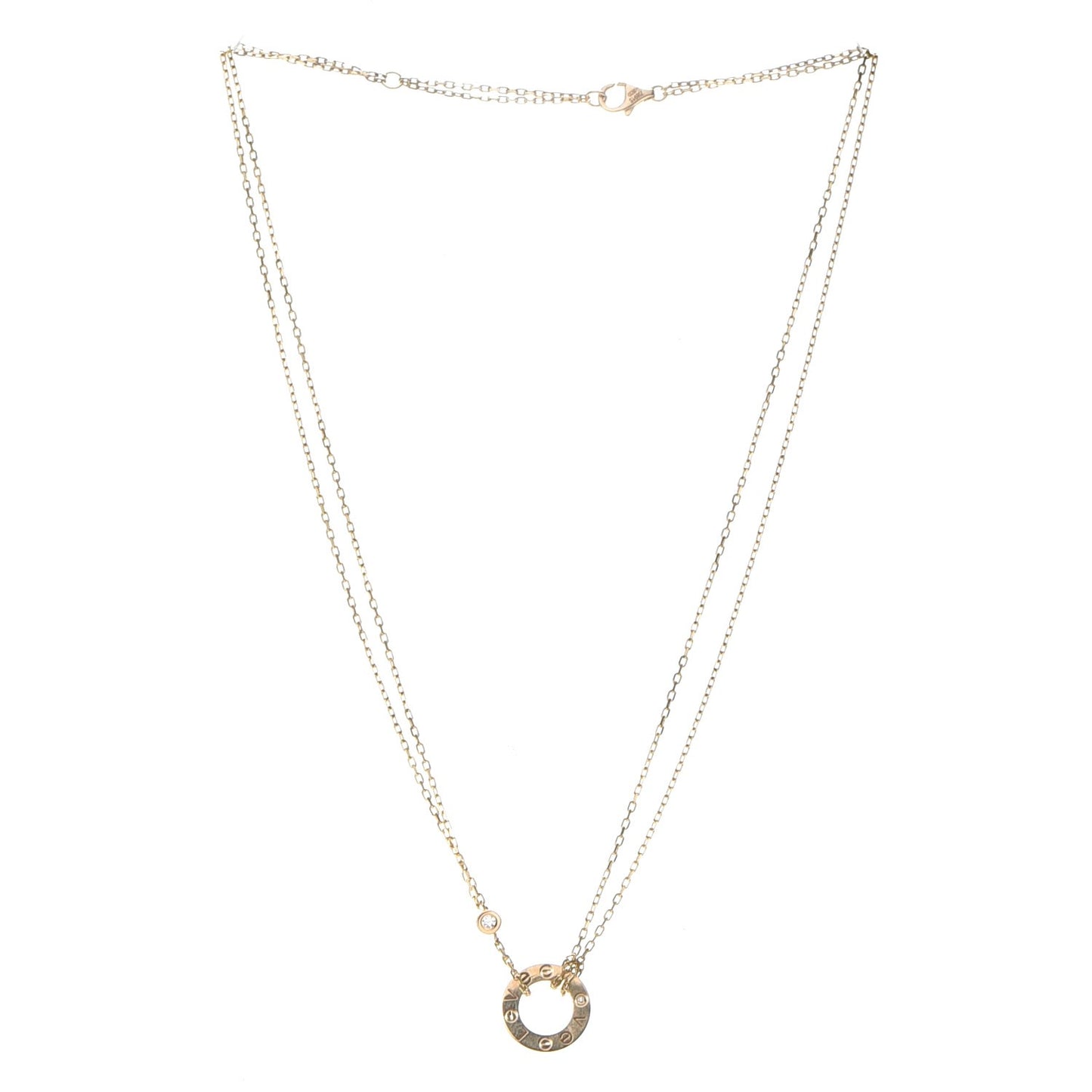 18K Yellow Gold 2 Diamond LOVE Necklace