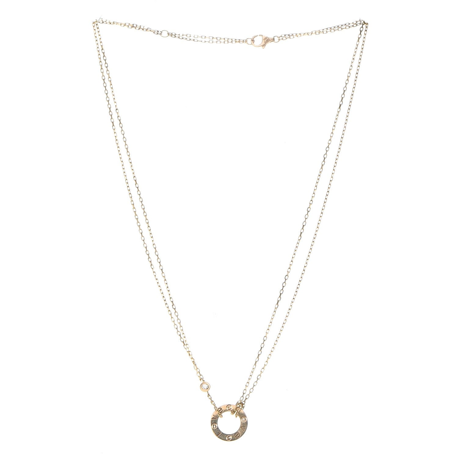 Cartier 18K Yellow Gold 2 Diamond LOVE Necklace 3 of 8
