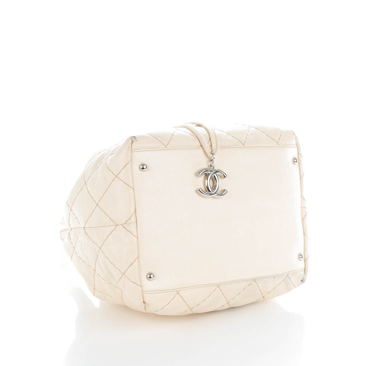 Glazed Calfskin On The Road Drawstring Tote Ivory