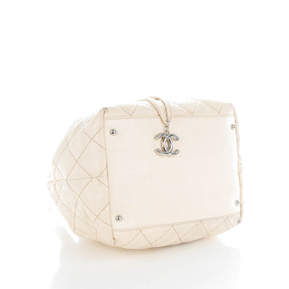 Chanel Glazed Calfskin On The Road Drawstring Tote Ivory 4 of 9