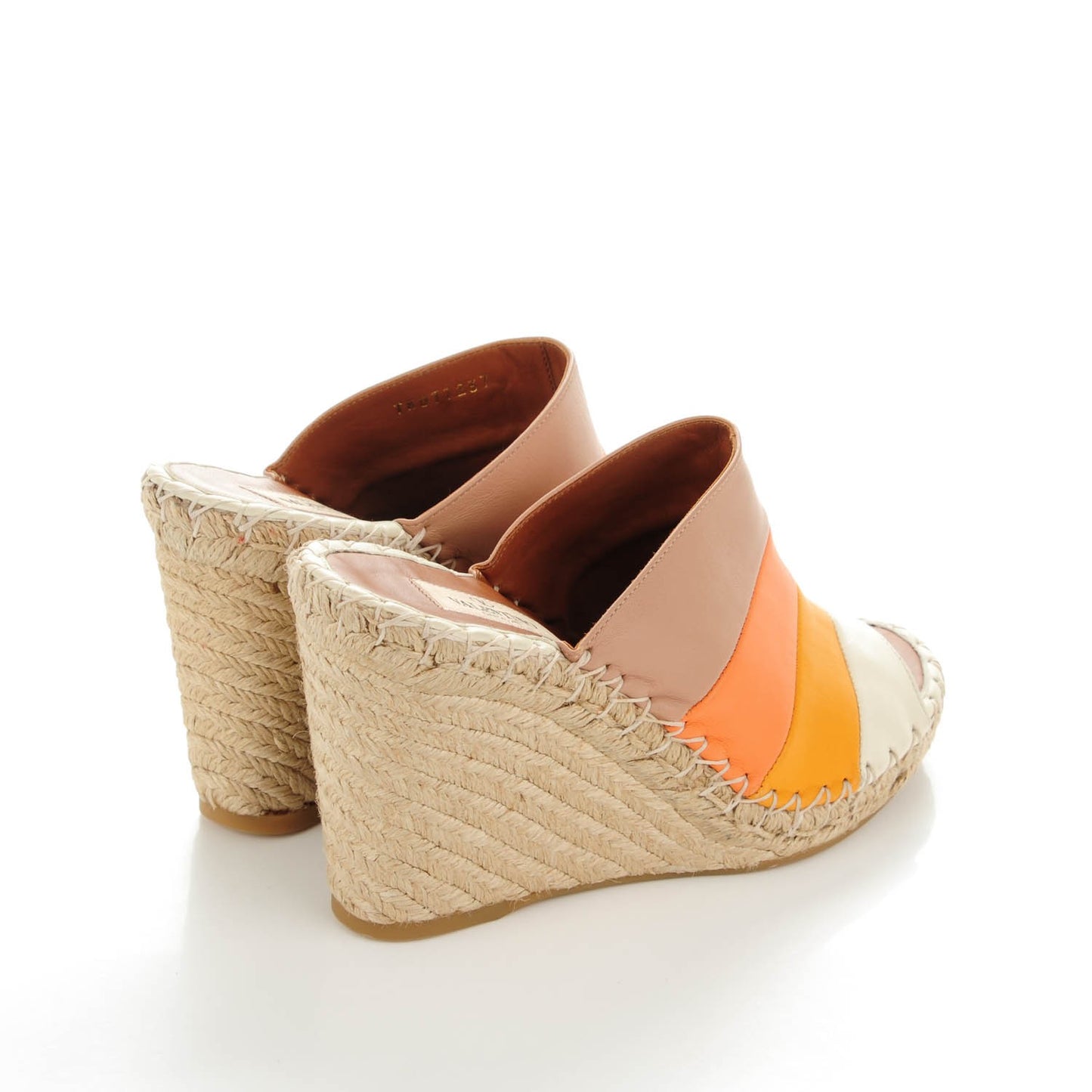 Calfskin 1975 Stripes Espadrille Wedges 37 Multicolor Mandarin Sorbet