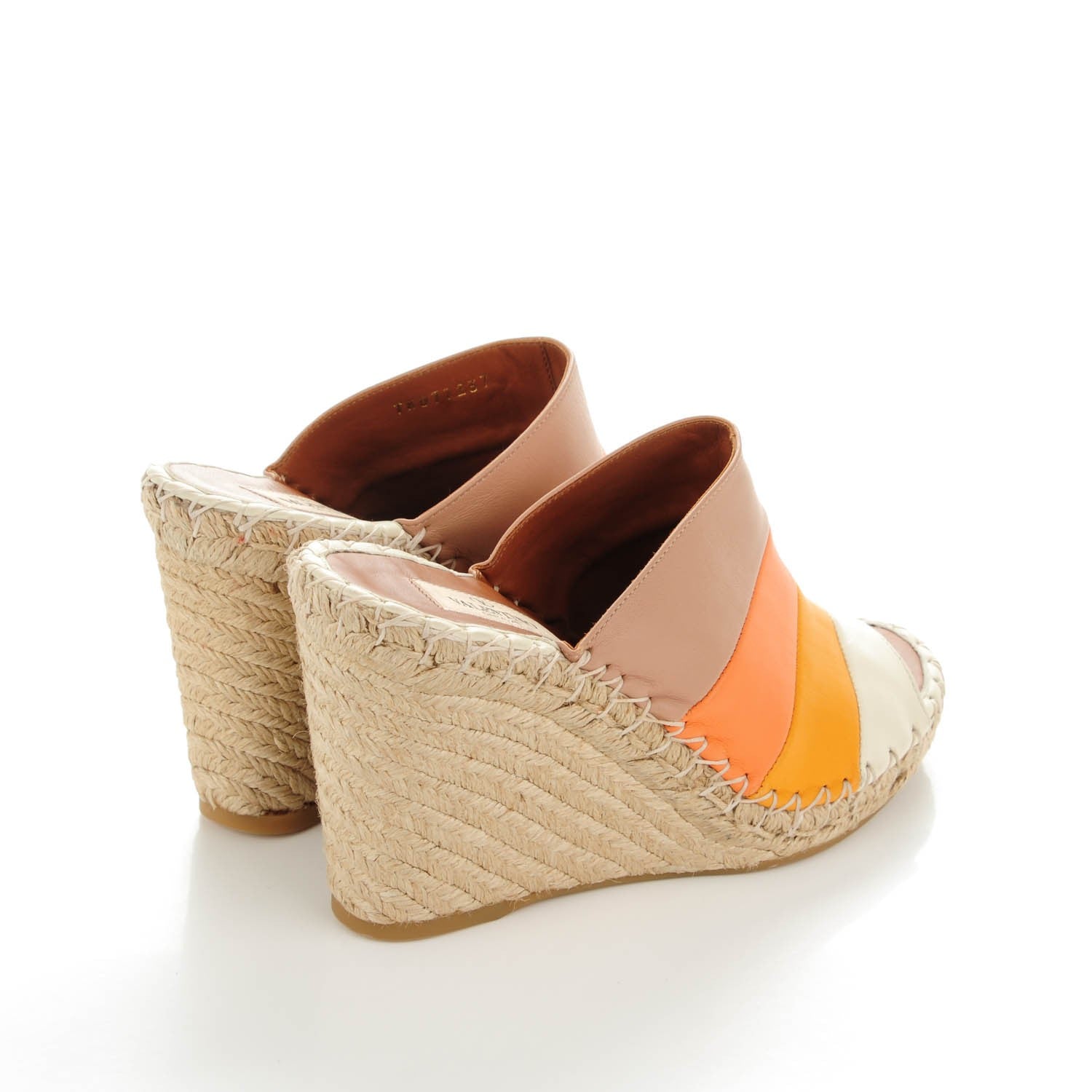 Valentino Garavani Calfskin 1975 Stripes Espadrille Wedges 37 Multicolor Mandarin Sorbet 4 of 7