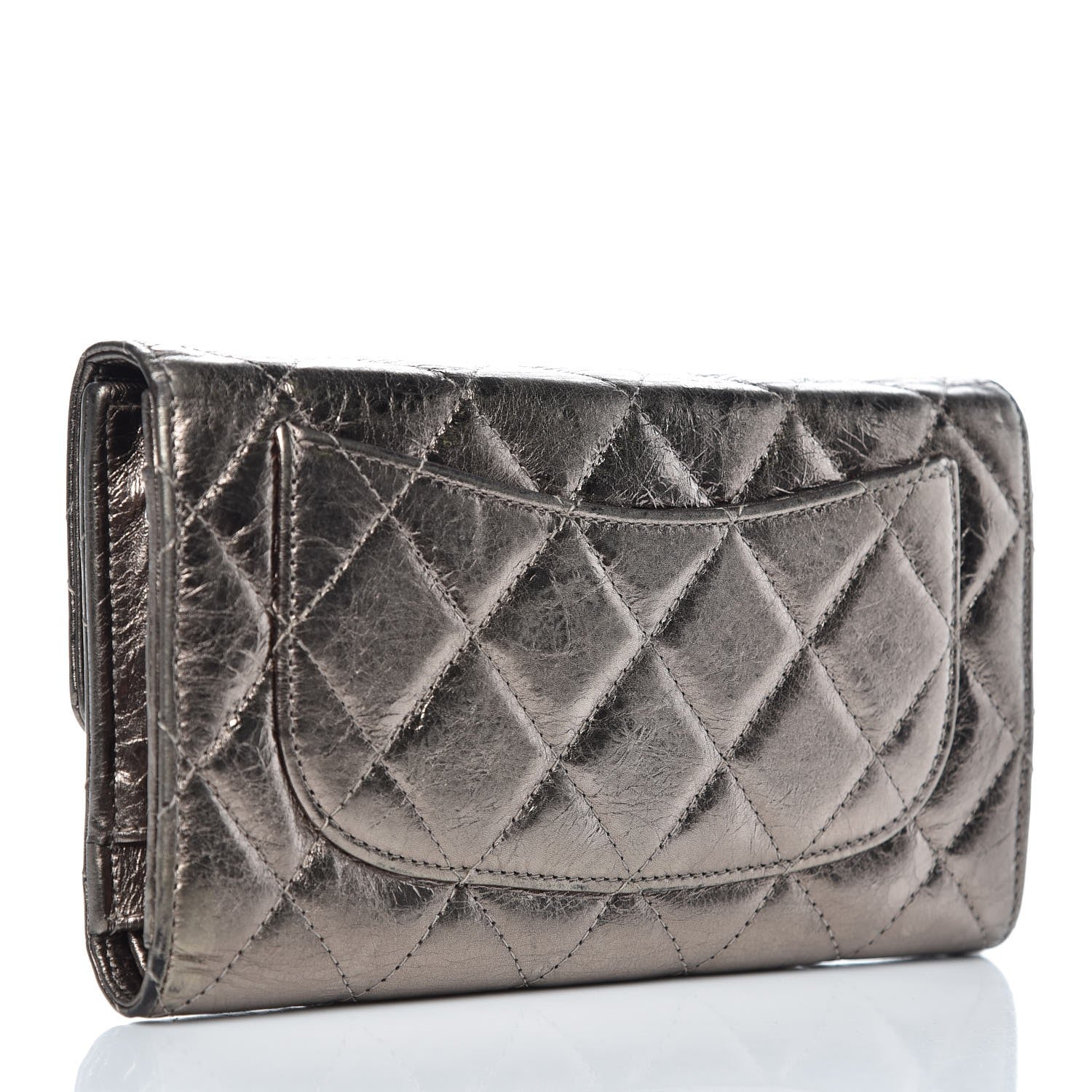 Chanel Metallic Aged Calfskin Quilted Reissue Long Flap Wallet Silver 3 of 13