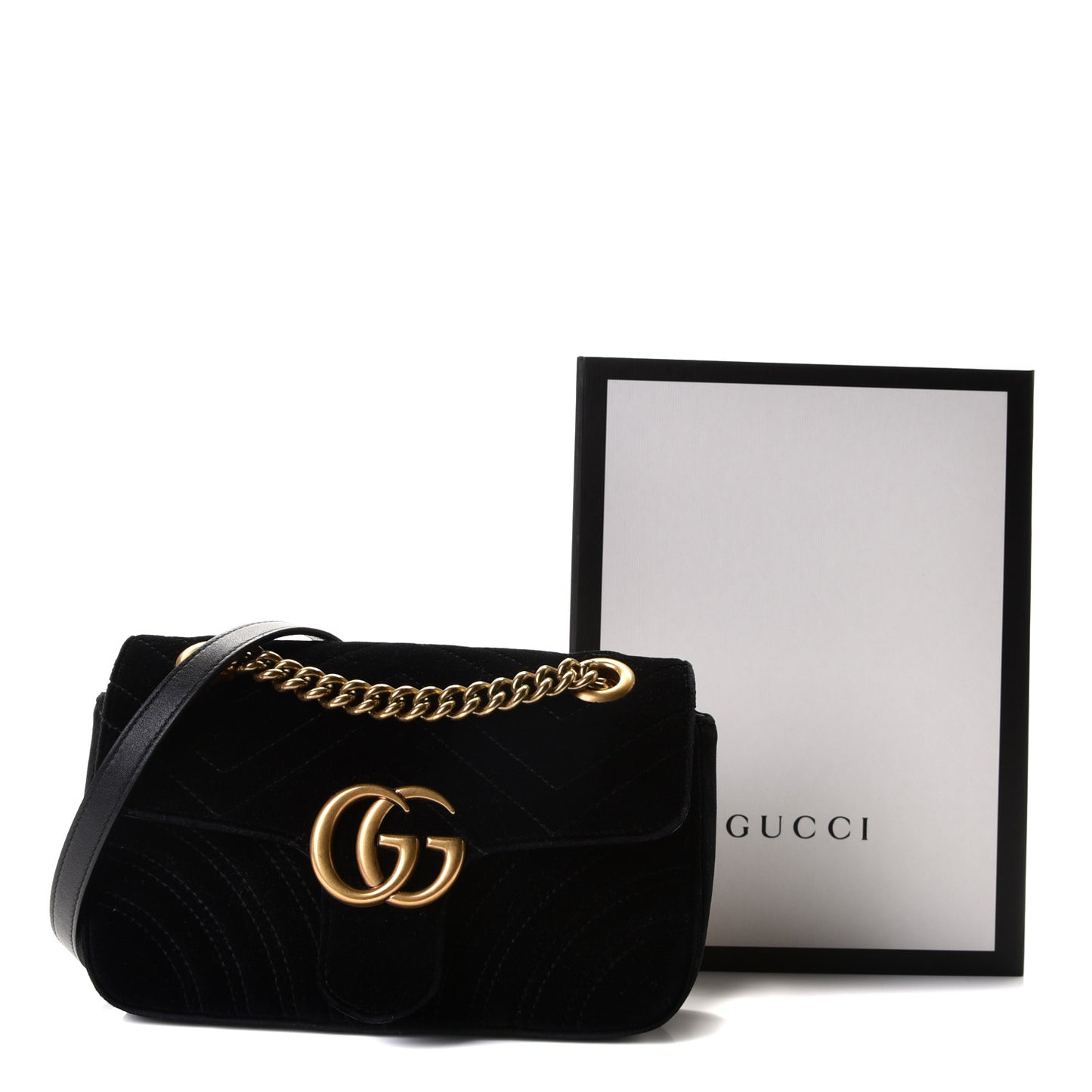 Velvet Matelasse Mini GG Marmont Shoulder Bag Black