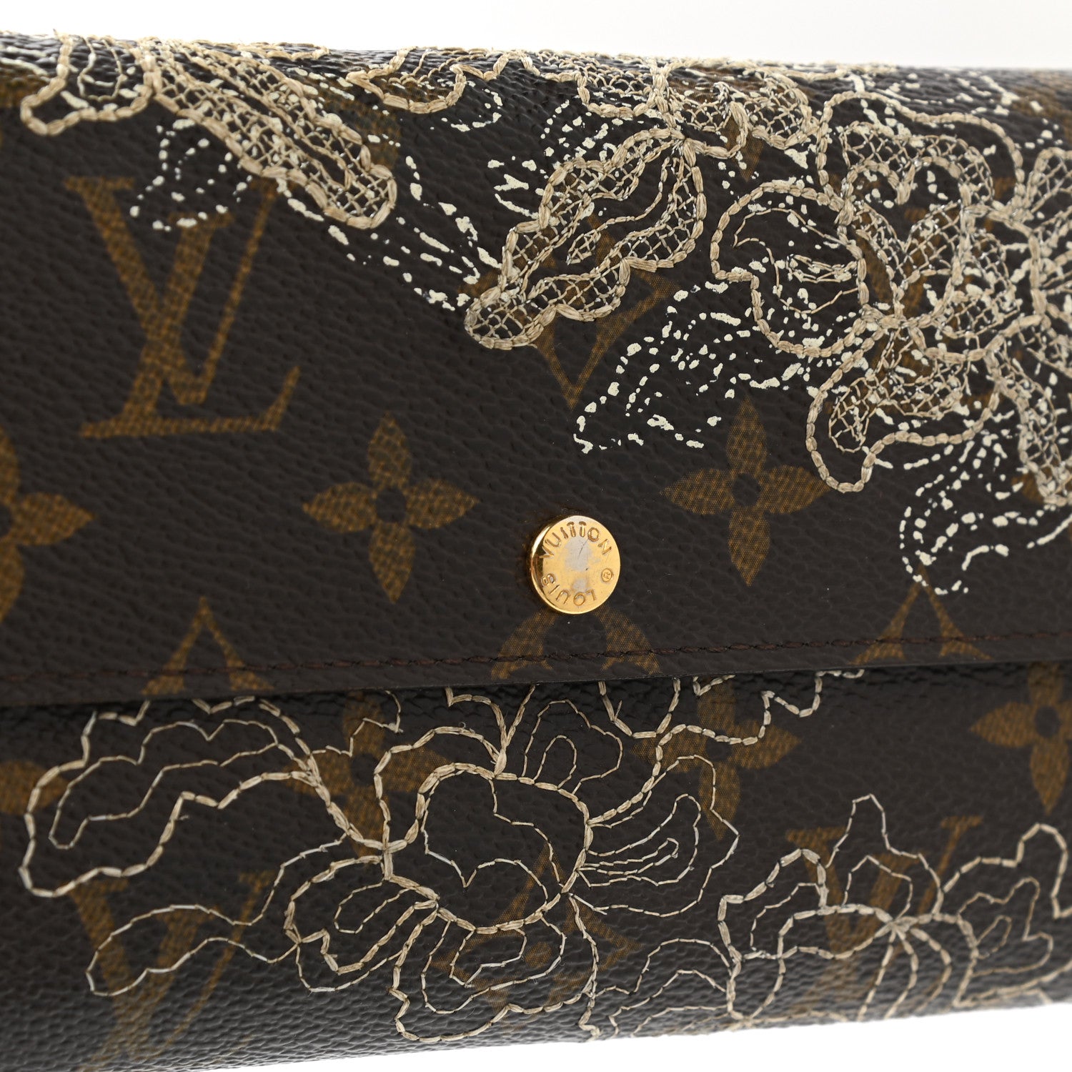 Louis Vuitton Monogram Dentelle Sarah Wallet Gold 10 of 15