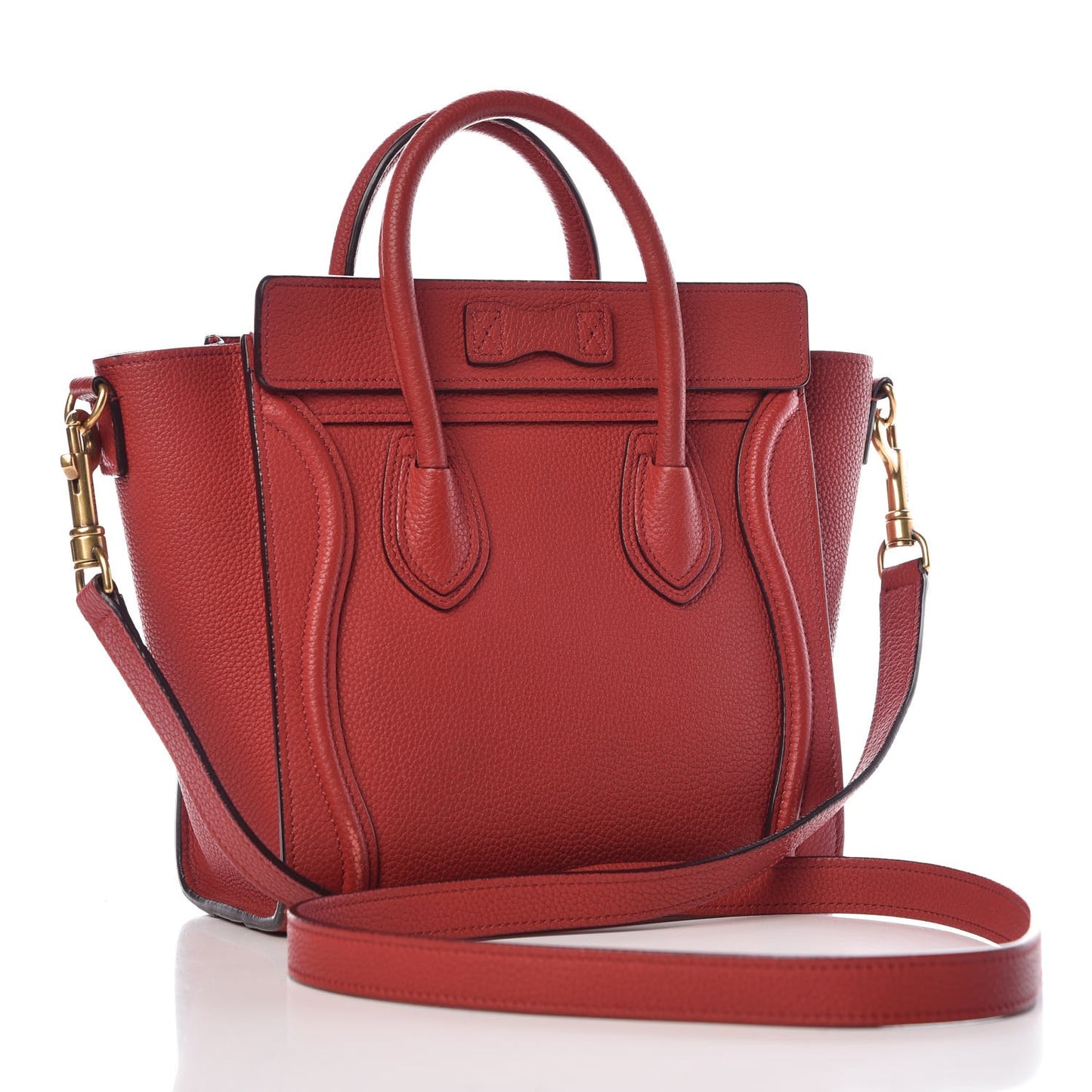 Drummed Calfskin Nano Luggage Coquelicot