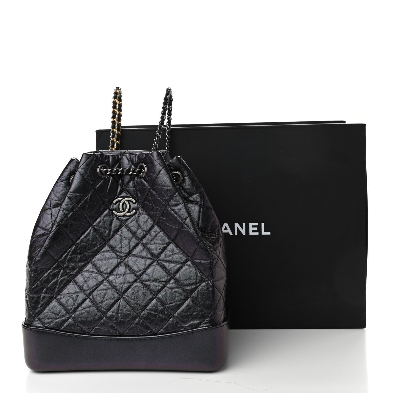 Chanel Iridescent Aged Calfskin Quilted Gabrielle Backpack Black 10 of 10