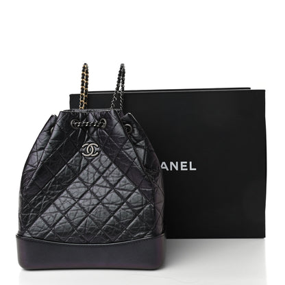 Chanel Iridescent Aged Calfskin Quilted Gabrielle Backpack Black 10 of 10