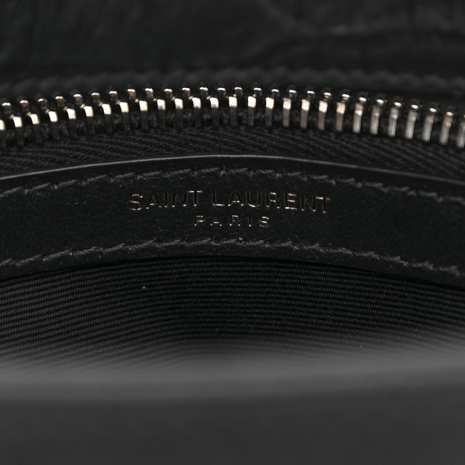 Saint Laurent Calfskin Crocodile Embossed Medium West Hollywood Monogram Fold-Over Grey 7 of 11