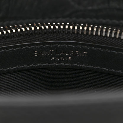 Saint Laurent Calfskin Crocodile Embossed Medium West Hollywood Monogram Fold-Over Grey 7 of 11