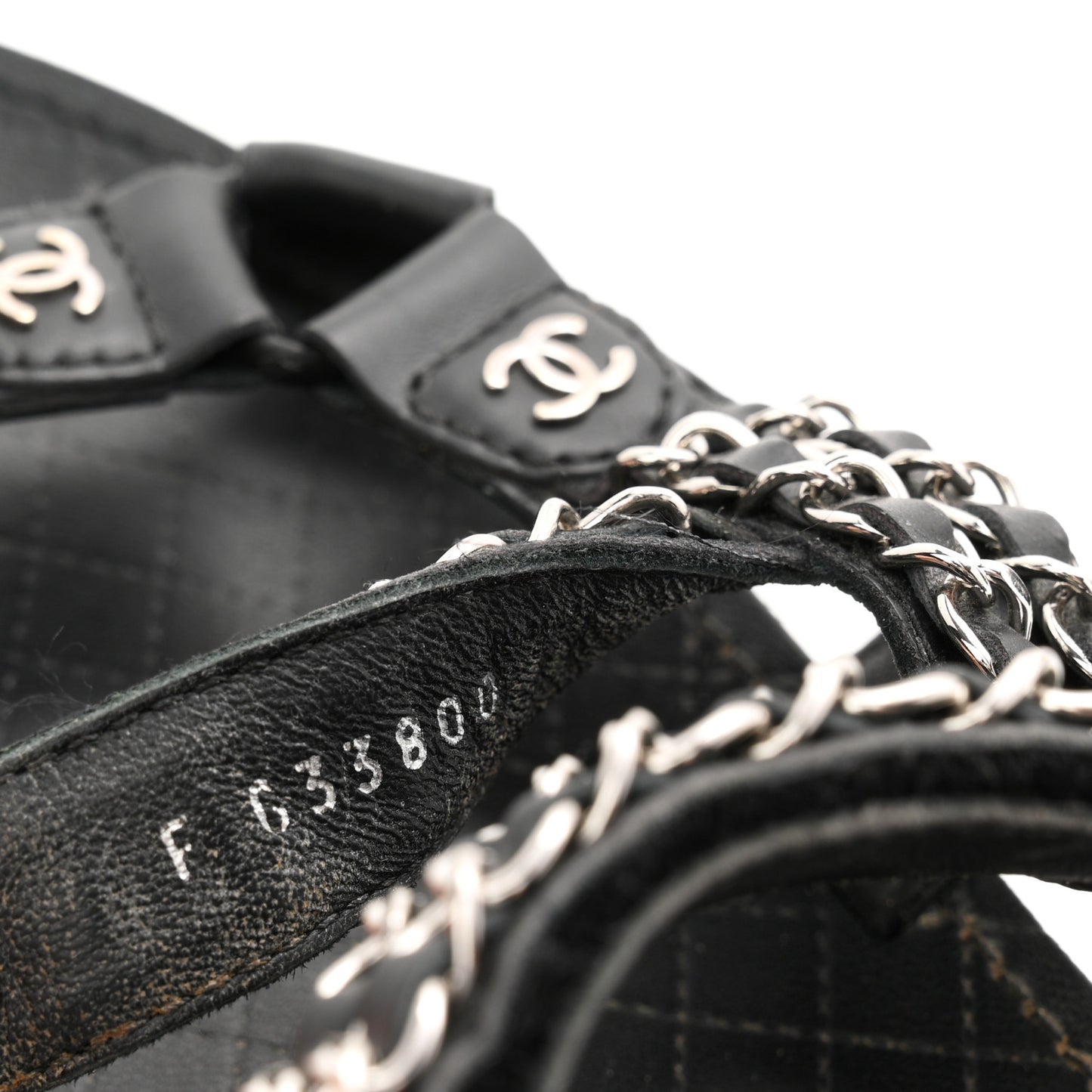 Lambskin Chain Sandals 41 Black