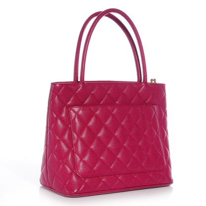 Chanel Caviar Medallion Tote Dark Pink 3 of 9
