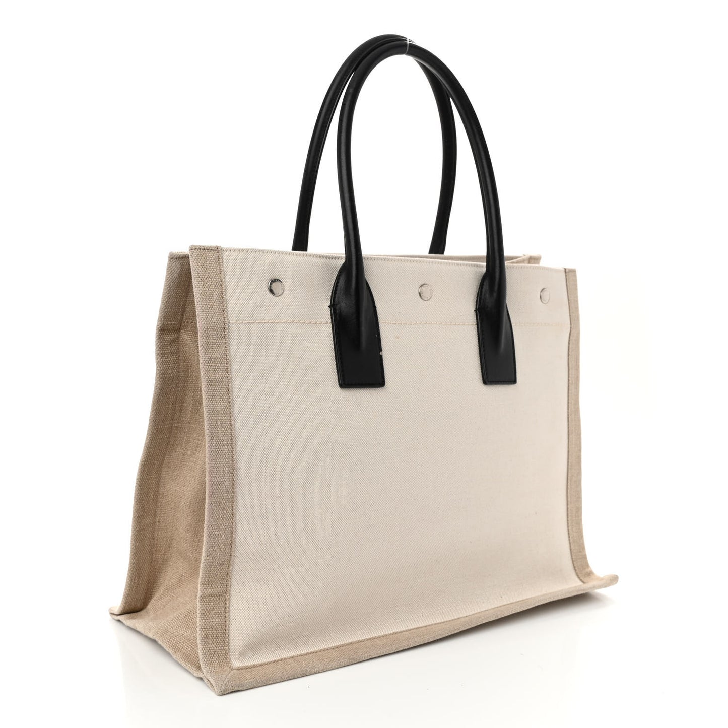 Linen Calfskin Small Rive Gauche Tote Greggio Natural