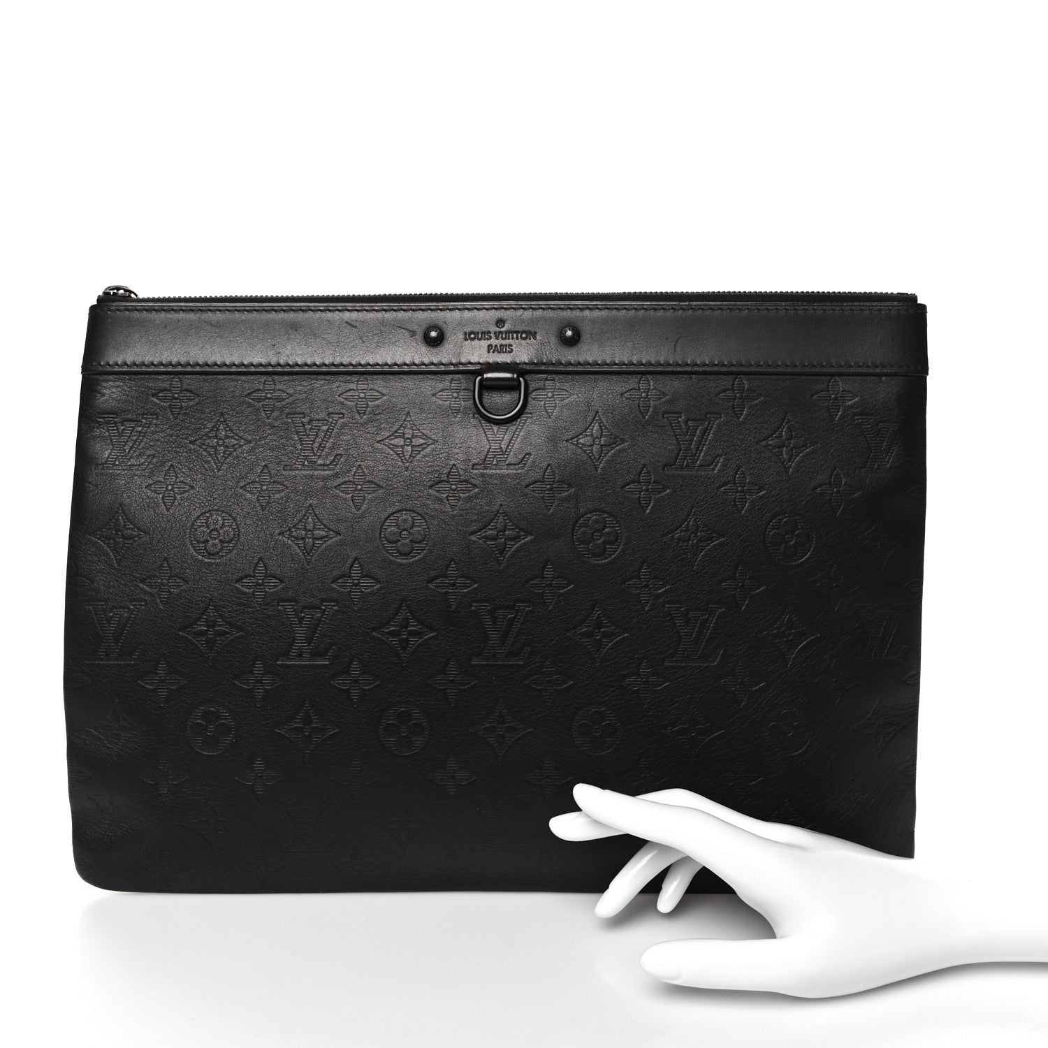 Louis Vuitton Calfskin Monogram Shadow Discovery Pochette Black 2 of 10