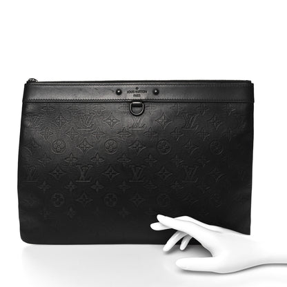 Louis Vuitton Calfskin Monogram Shadow Discovery Pochette Black 2 of 10