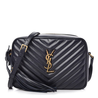 Saint Laurent Calfskin Matelasse Monogram Lou Camera Bag Navy 1 of 11