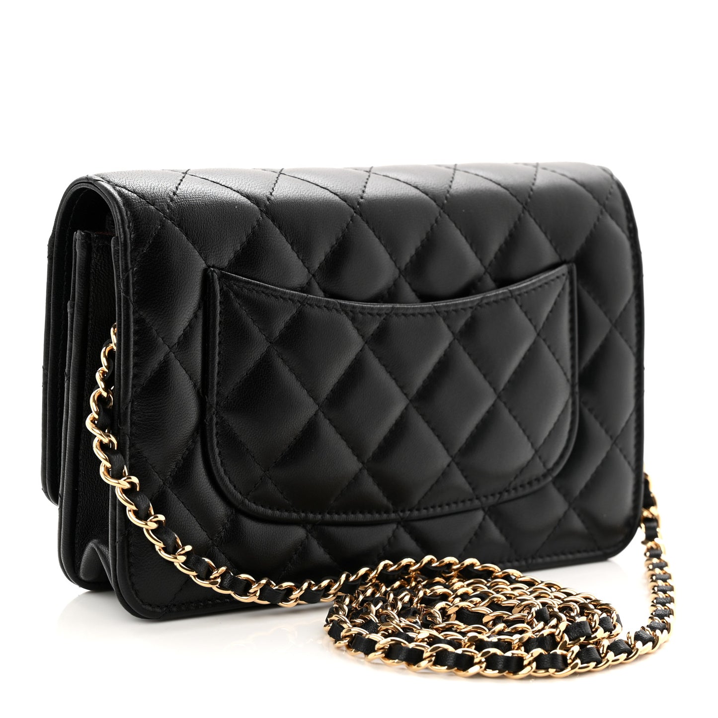 Lambskin Quilted Wallet On Chain WOC Black