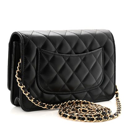 Chanel Lambskin Quilted Wallet On Chain WOC Black 3 of 12