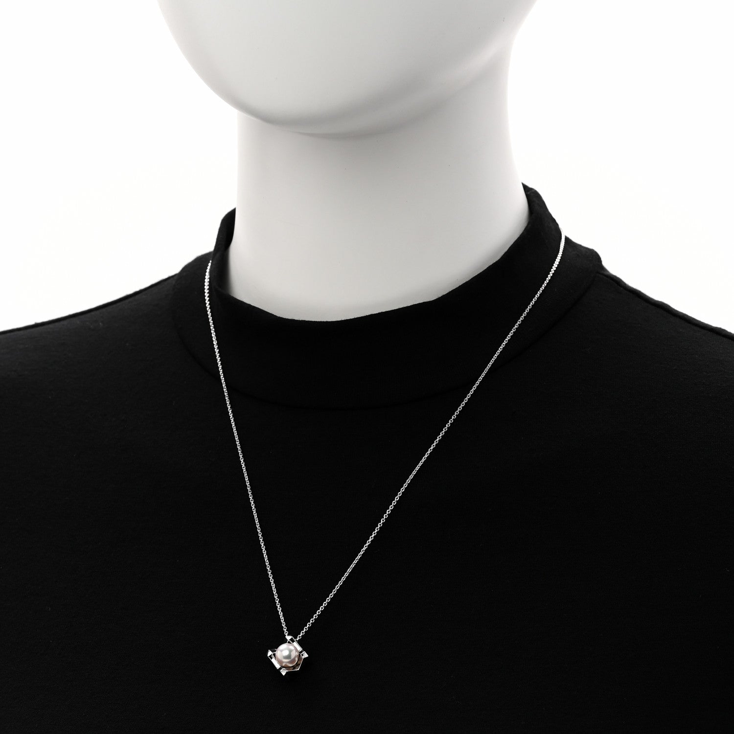 Mikimoto 18K White Gold Akoya Cultured Pearl 7.5mm M Collection Pendant Necklace 2 of 7
