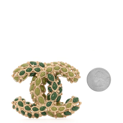 Chanel Gripoix CC Brooch Gold Green 2 of 3