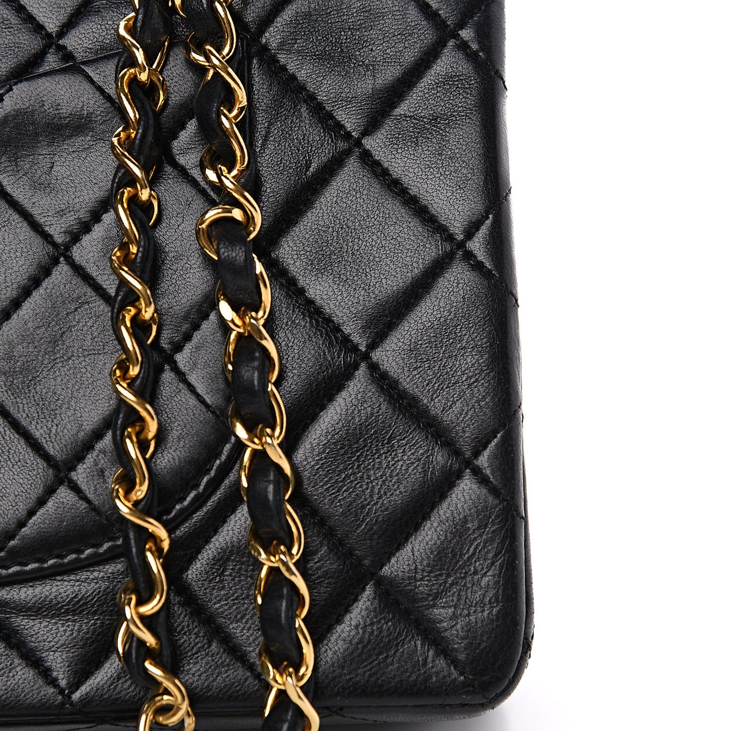 Lambskin Quilted Medium Double Flap Black