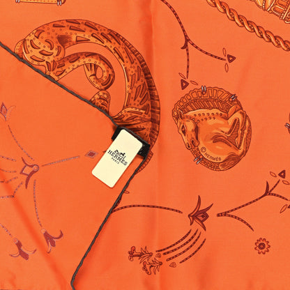 Hermes Silk Ors Nomades Scarf 90 Orange Vif Taupe Roux 3 of 3