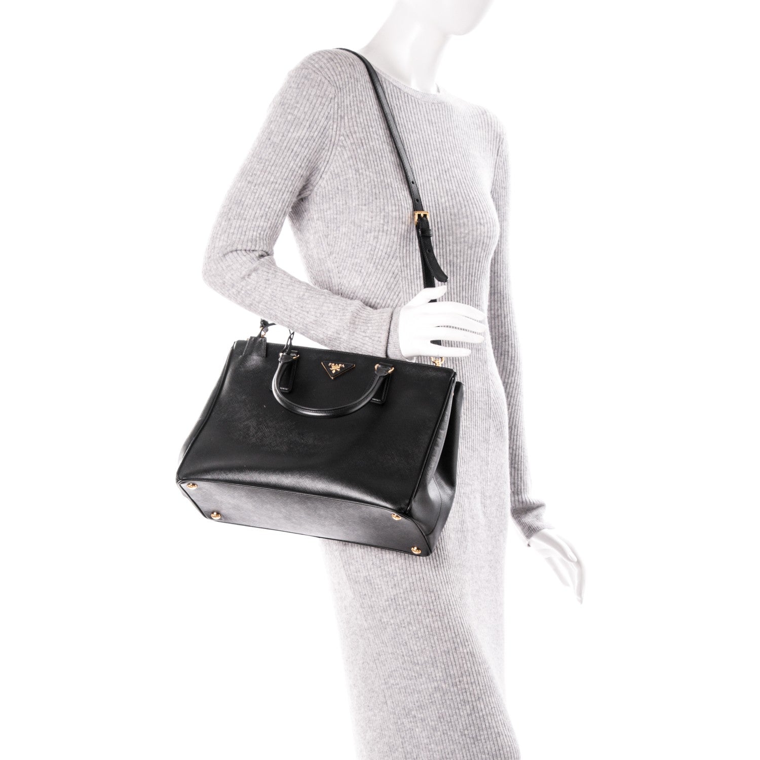 Prada Saffiano Medium Galleria Double Zip Tote Black 2 of 6