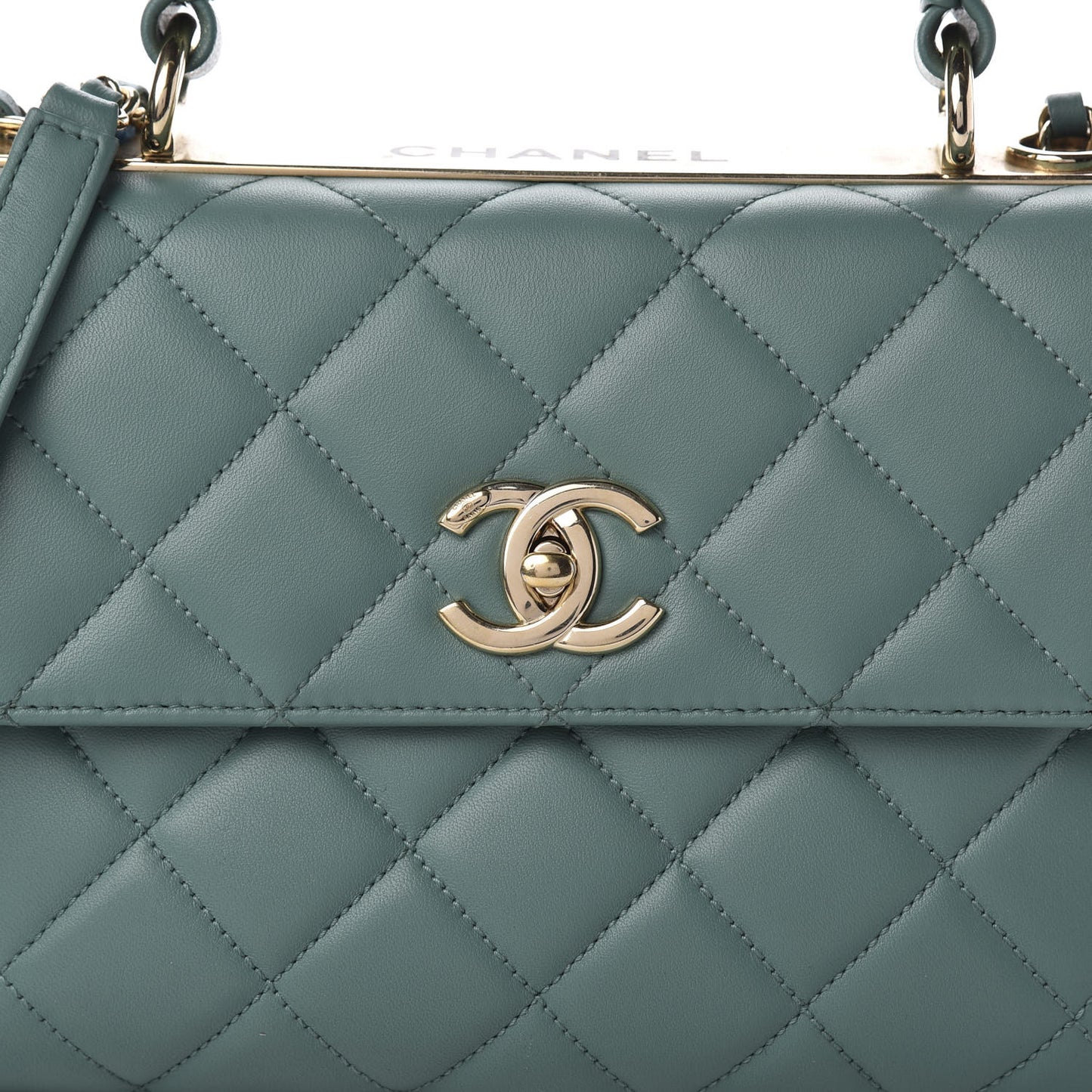 Lambskin Quilted Small Trendy CC Flap Dual Handle Bag Light Green