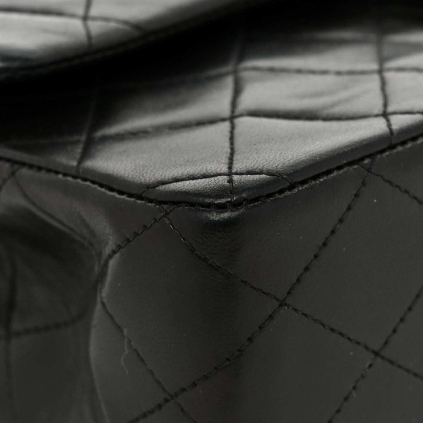 Lambskin Quilted Medium Double Flap Black