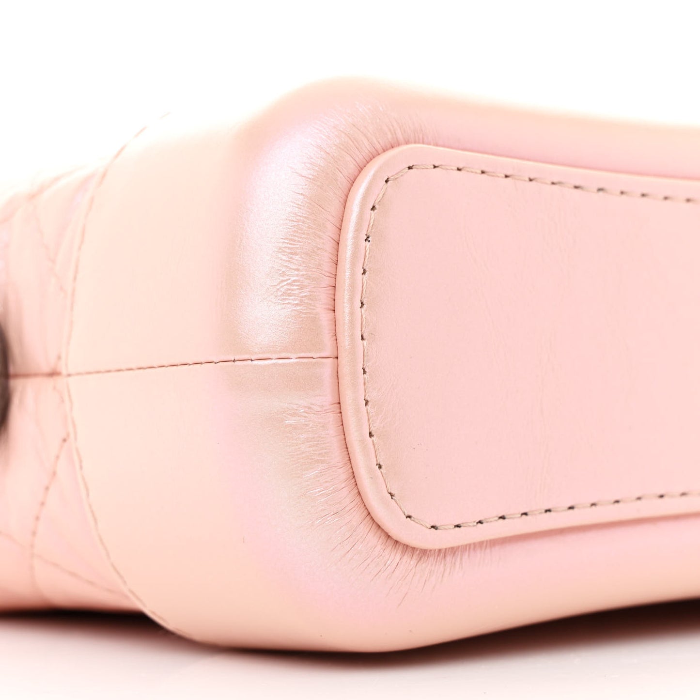 Iridescent Aged Calfskin Quilted Small Gabrielle Hobo Rose