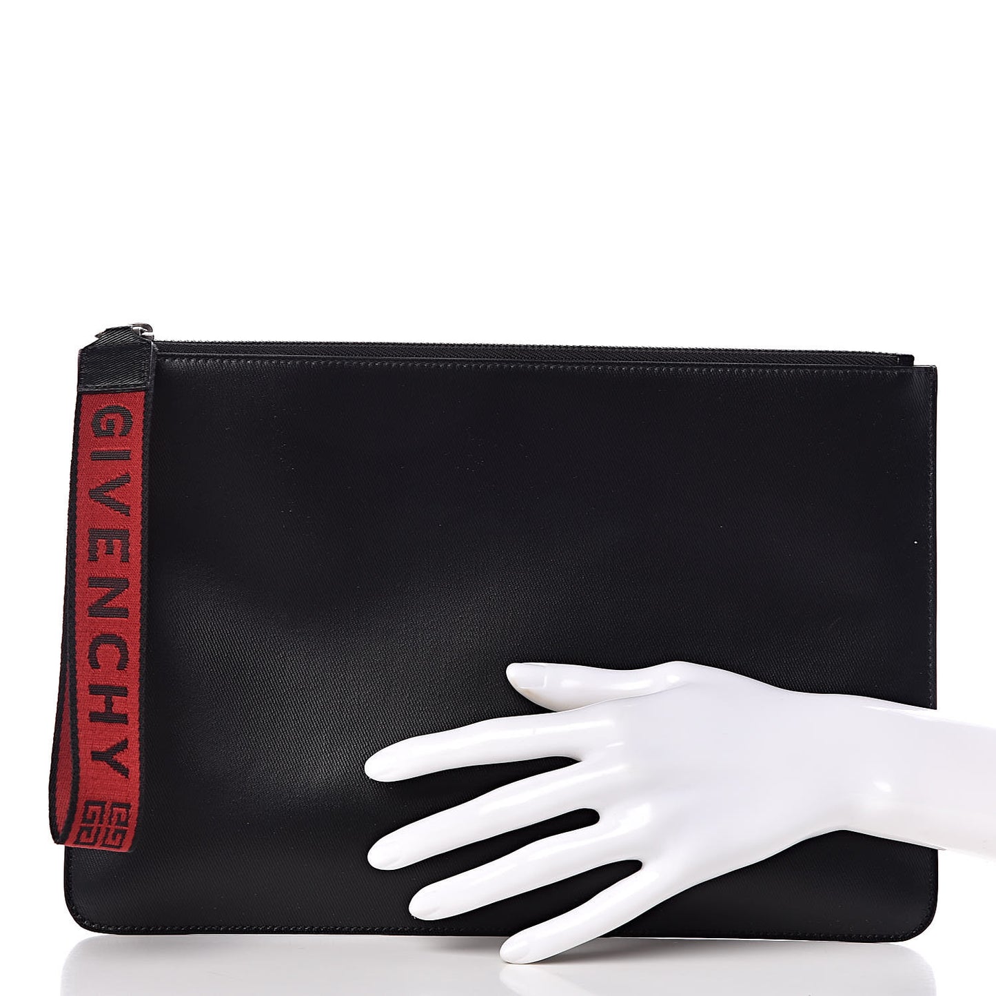 Coated Canvas Large 4G Zip Pouch With Strap Black