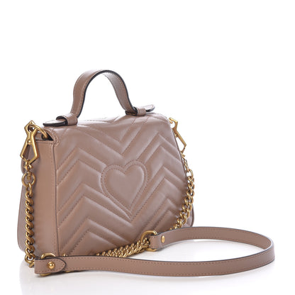 Gucci Calfskin Matelasse Mini GG Marmont Top Handle Shoulder Bag Porcelain Rose 3 of 11