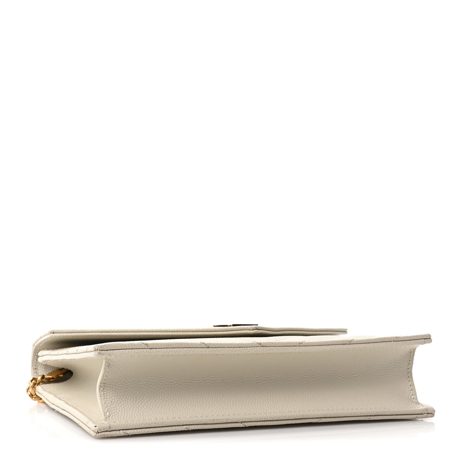 Saint Laurent Grain De Poudre Matelasse Chevron Monogram Envelope Chain Wallet Crema Soft 4 of 10