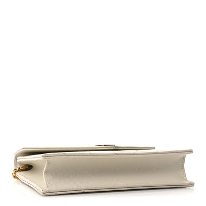 Saint Laurent Grain De Poudre Matelasse Chevron Monogram Envelope Chain Wallet Crema Soft 4 of 10