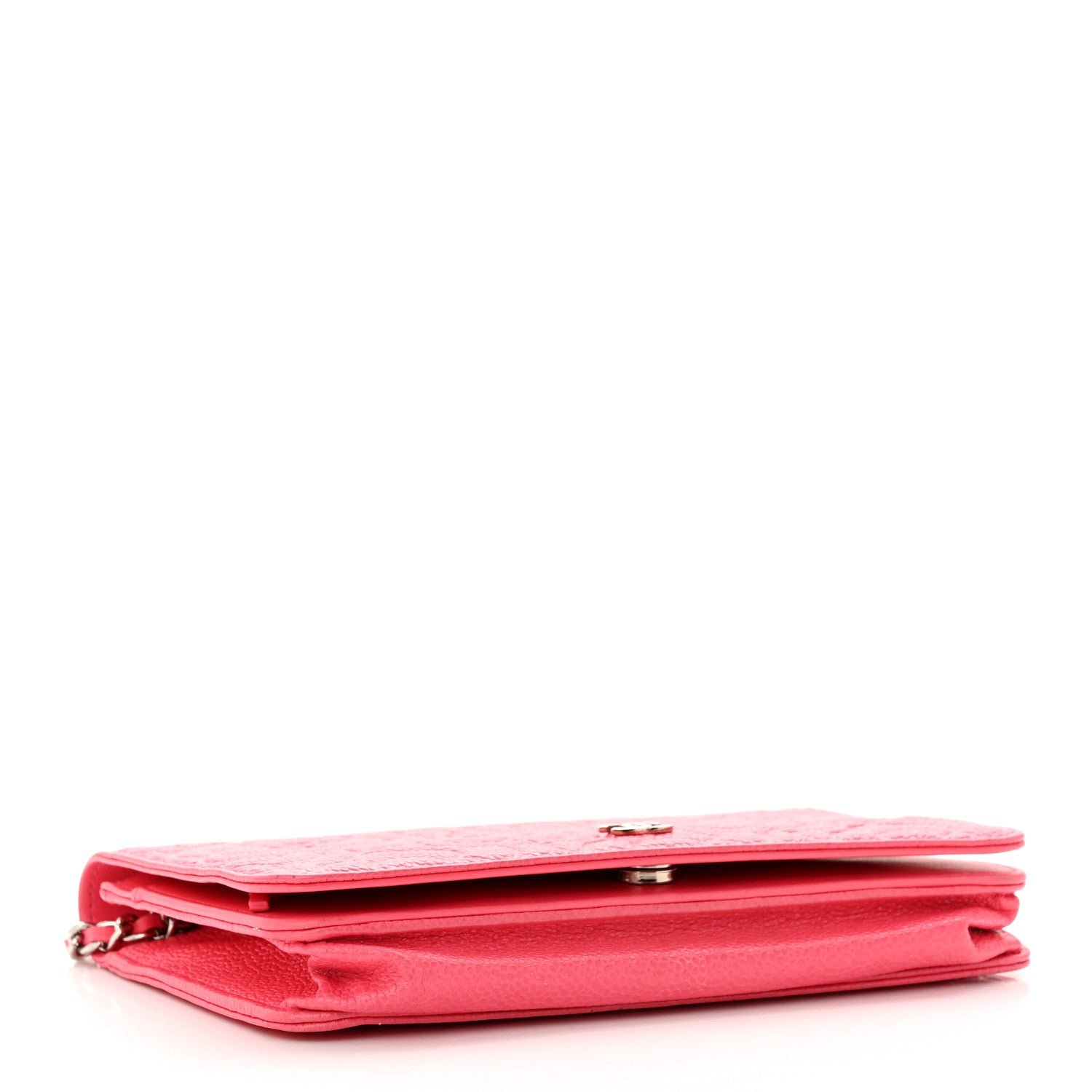 Chanel Caviar Camellia Embossed Wallet On Chain WOC Pink 4 of 26