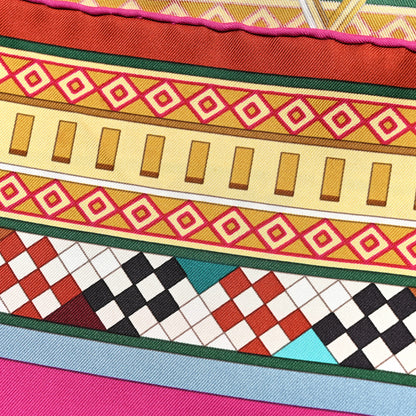 Hermes Silk Colliers de Chiens Scarf 90 Fuchsia Turquoise Grenat 6 of 7