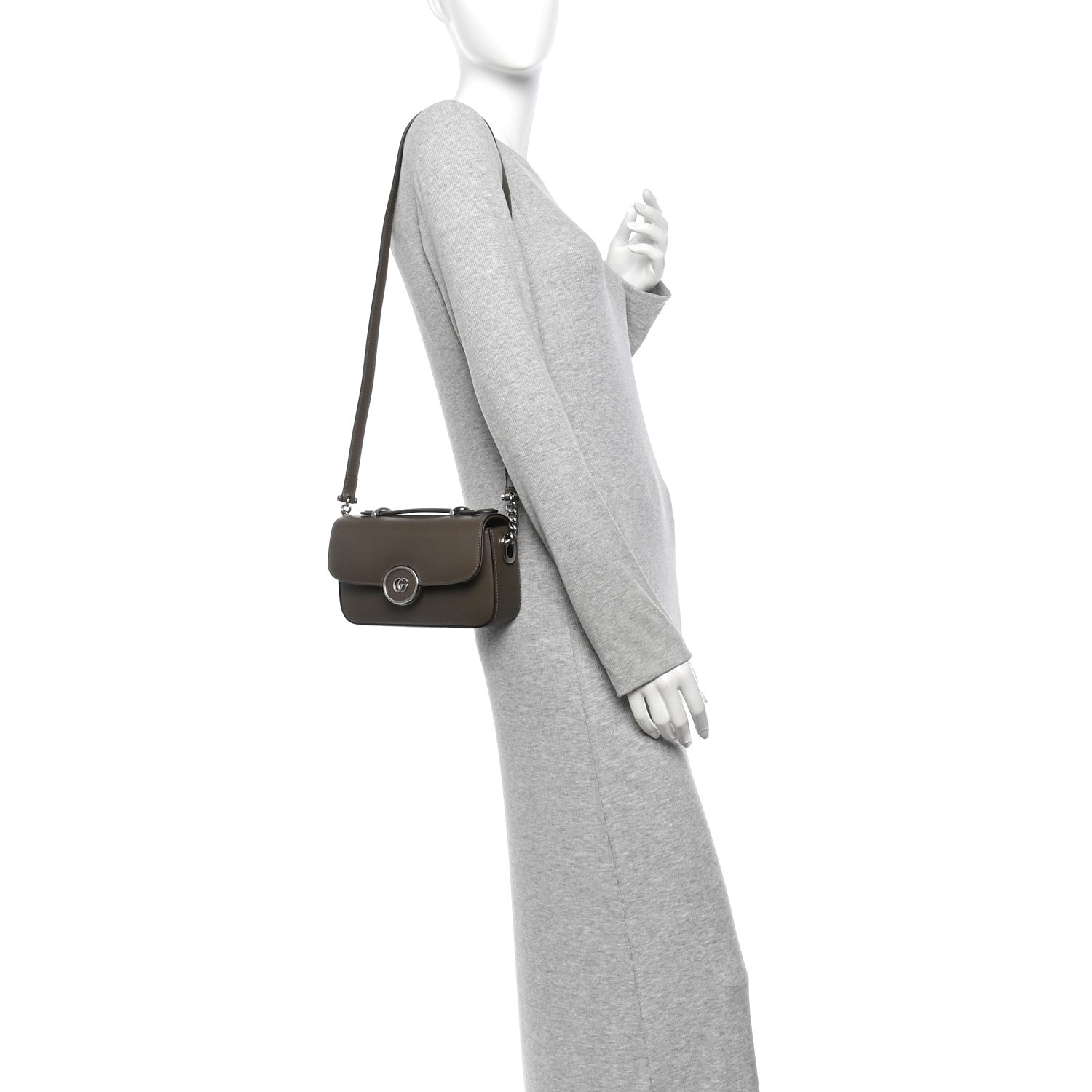 Gucci Senna Calfskin Petite GG Top Handle Shoulder Bag Brown 2 of 10