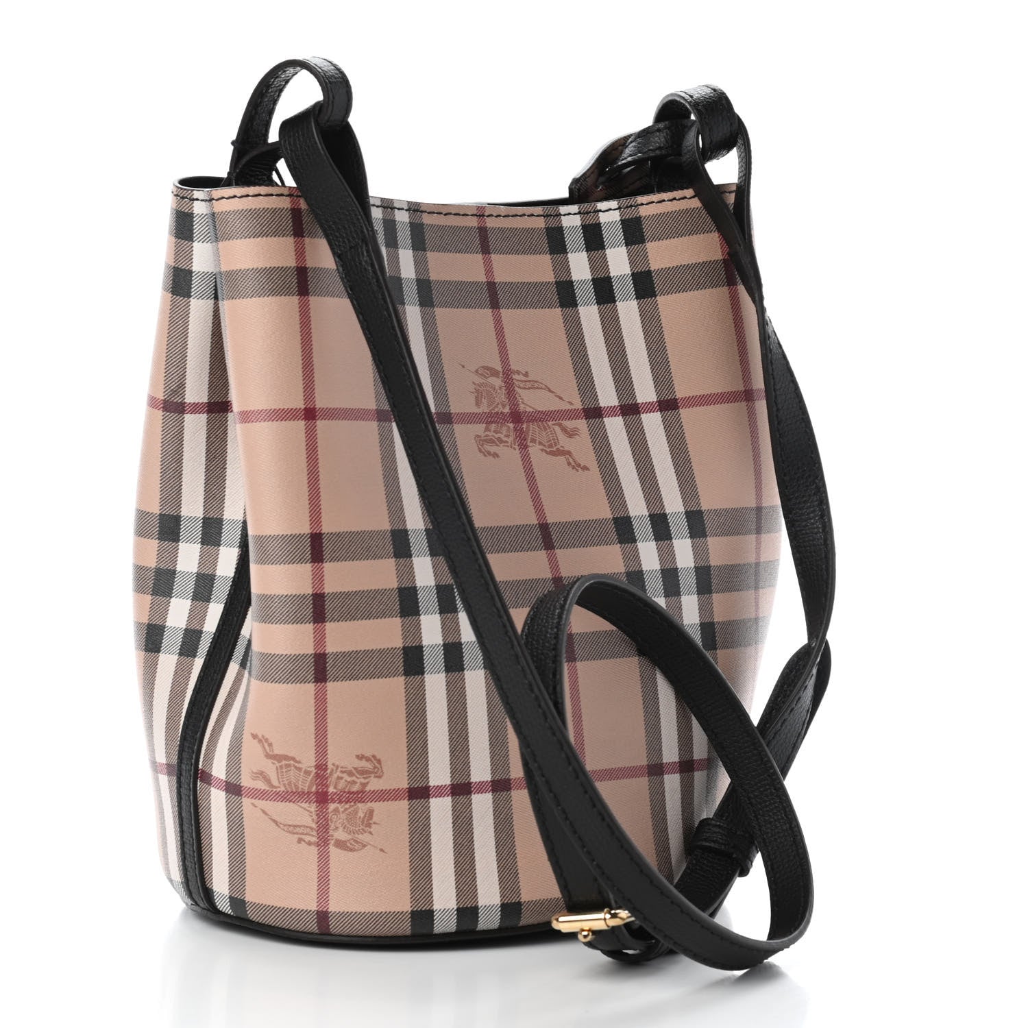 Burberry Haymarket Check Colours Small Lorne Bucket Crossbody Black 3 of 5