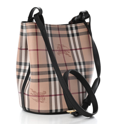 Burberry Haymarket Check Colours Small Lorne Bucket Crossbody Black 3 of 5