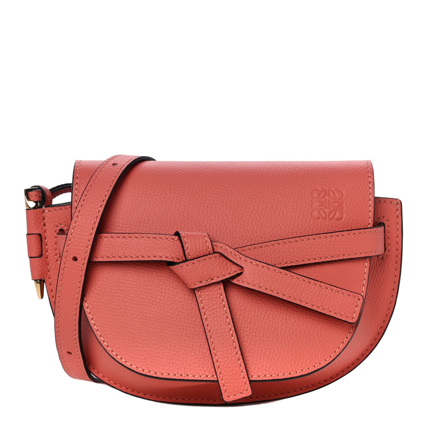 Pebble Grain Calfskin Mini Gate Dual Bag Pink Tulip