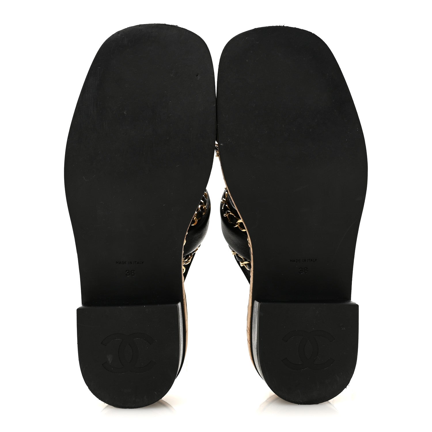 Chanel Lambskin Cork Chain Sandals 36 Black 6 of 9