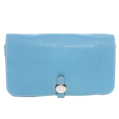 Hermes Taurillon Clemence Dogon Combined Wallet Blue Jean 1 of 7