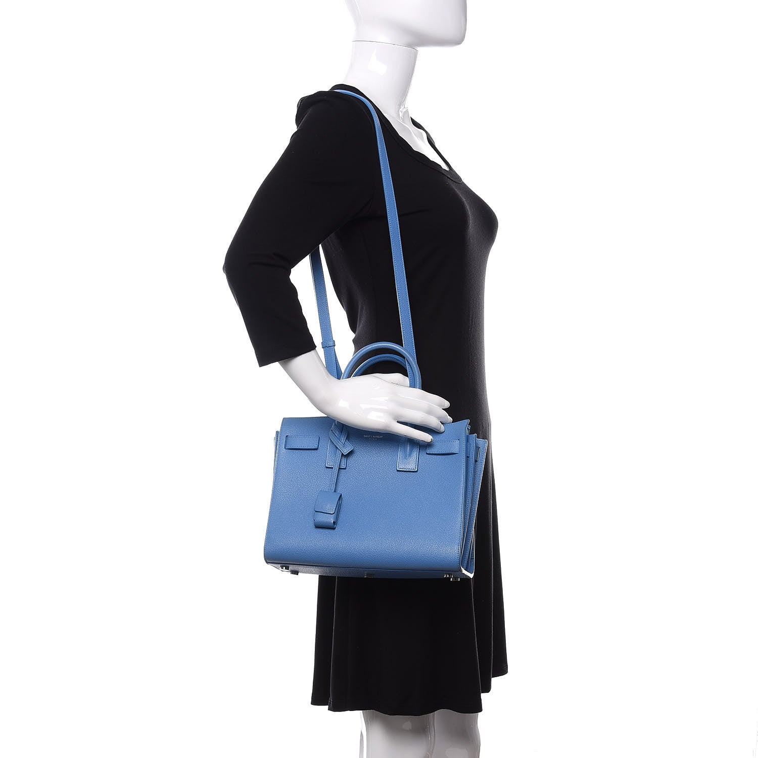 Saint Laurent Grained Calfskin Baby Sac De Jour Blue Clair 2 of 12