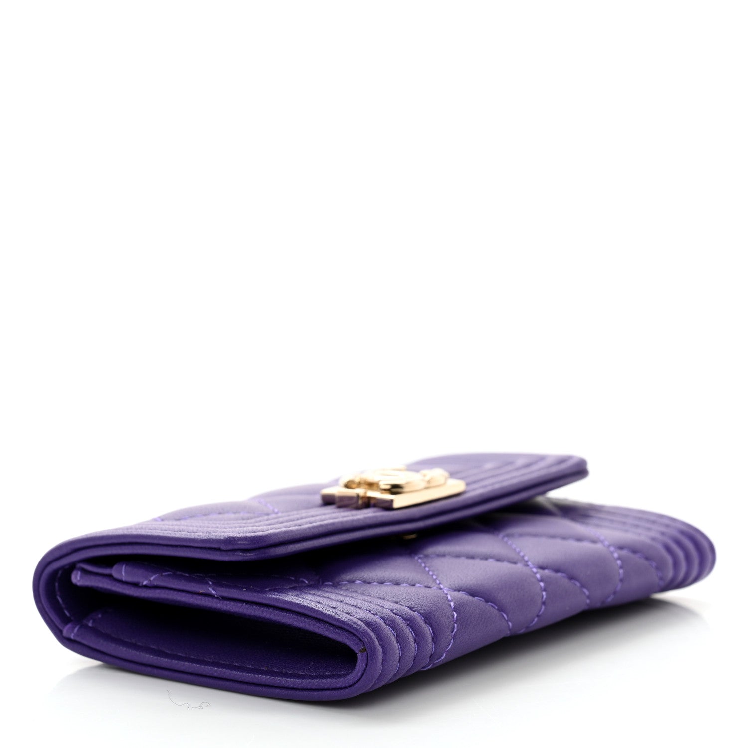 Chanel Lambskin Quilted Boy Flap Card Holder Purple 4 of 8