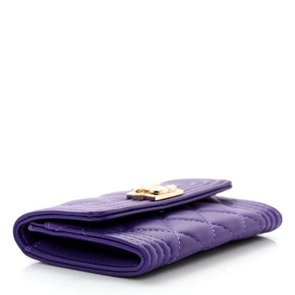 Chanel Lambskin Quilted Boy Flap Card Holder Purple 4 of 8